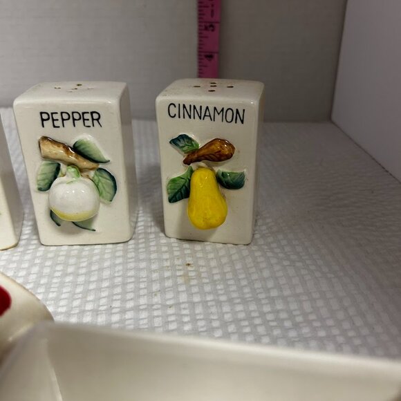 Vintage Japan Spice Shakers Set | Paprika Salt Pepper Cinnamon + Sugar Holders - Picture 4 of 10
